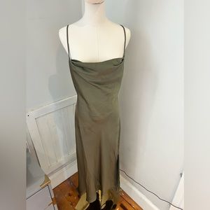 ASTR the label olive green slip dress side slit Medium